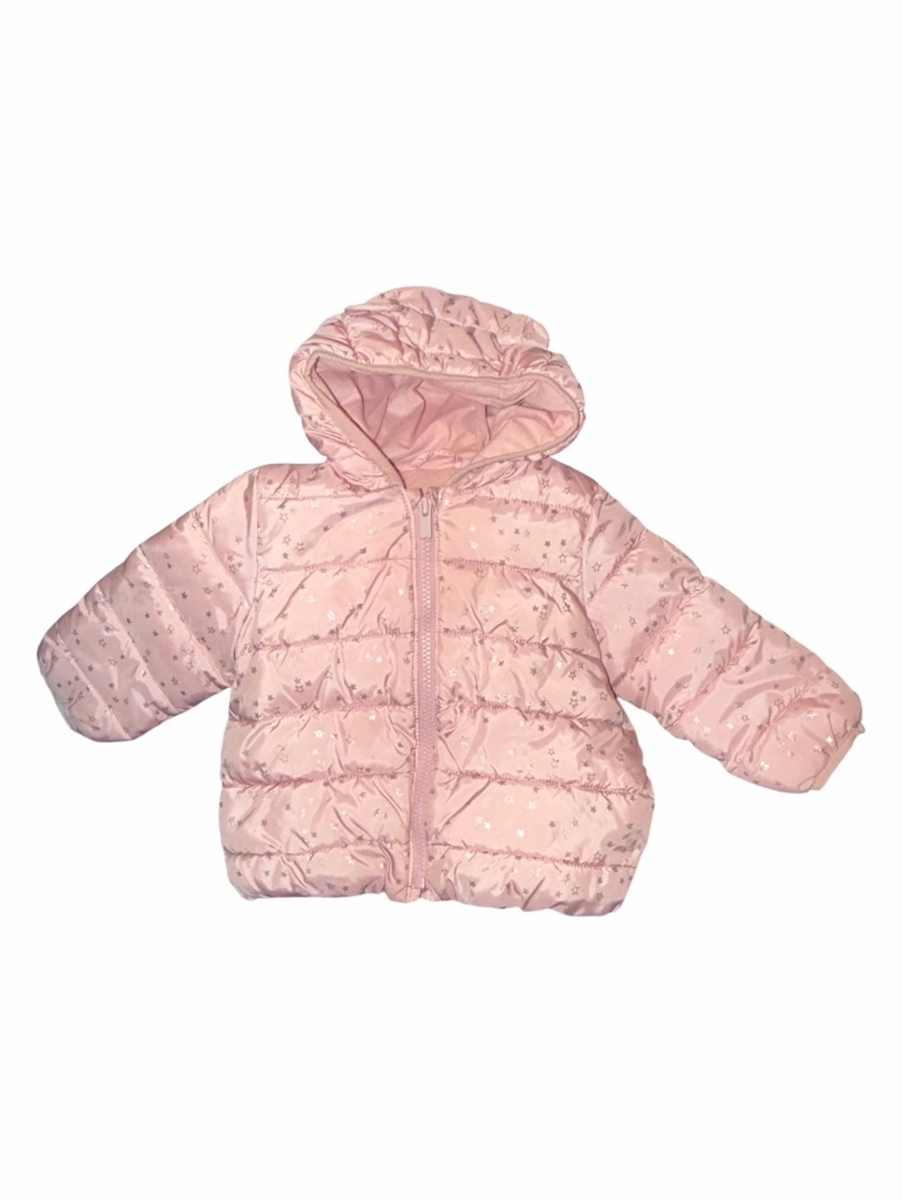 Pink Hooded Puffer Jacket